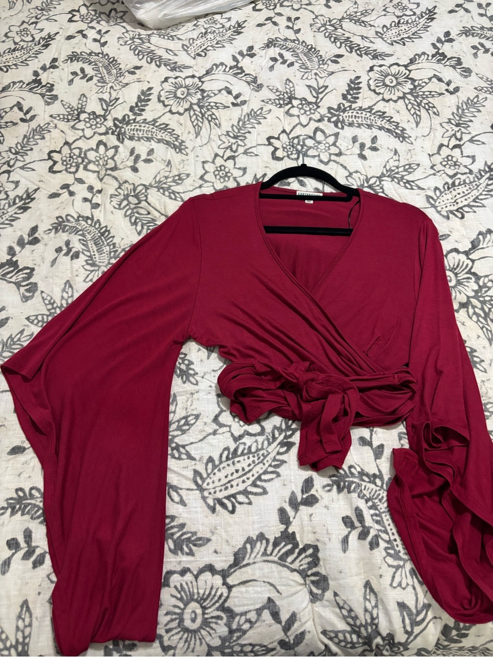 EARTHBOUND Wrap-Front Top in Raspberry